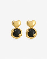 Black Agate Heart Earrings