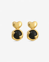 Black Agate Heart Earrings - Stupa Crystal