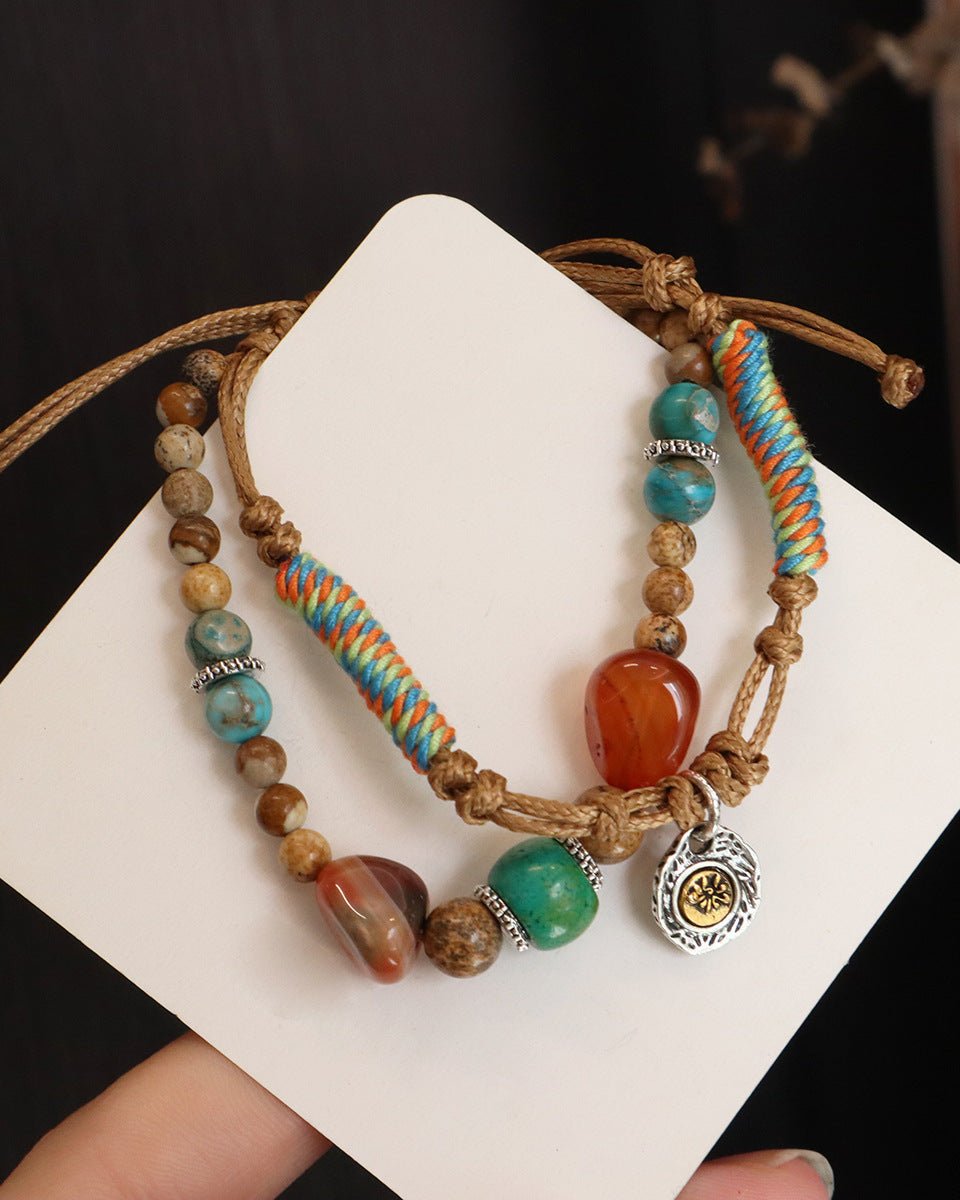 Handmade Turquoise Aventurine Healing Bracelet - Stupa Crystal