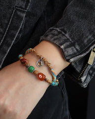 Handmade Turquoise Aventurine Healing Bracelet - Stupa Crystal