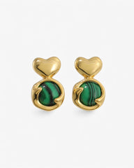Malachite Heart Earrings - Stupa Crystal