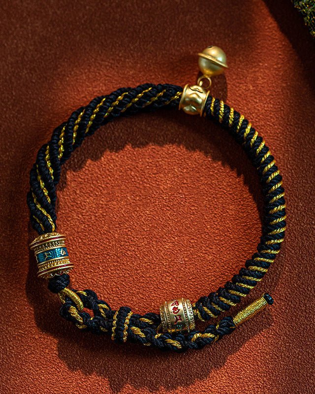 ༀམཎིཔདྨེཧཱུྃ Om Mani Padme Hum Hand - Woven Bracelet - Stupa Crystal