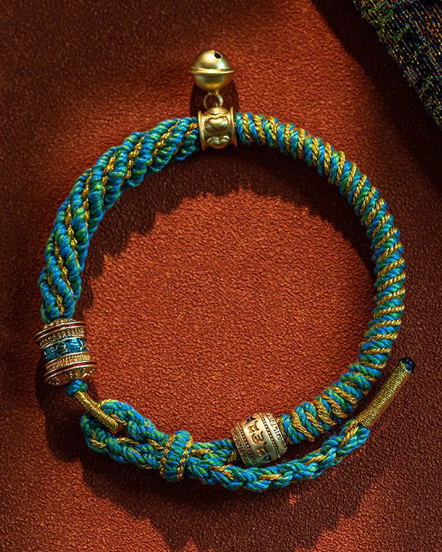 ༀམཎིཔདྨེཧཱུྃ Om Mani Padme Hum Hand - Woven Bracelet - Stupa Crystal