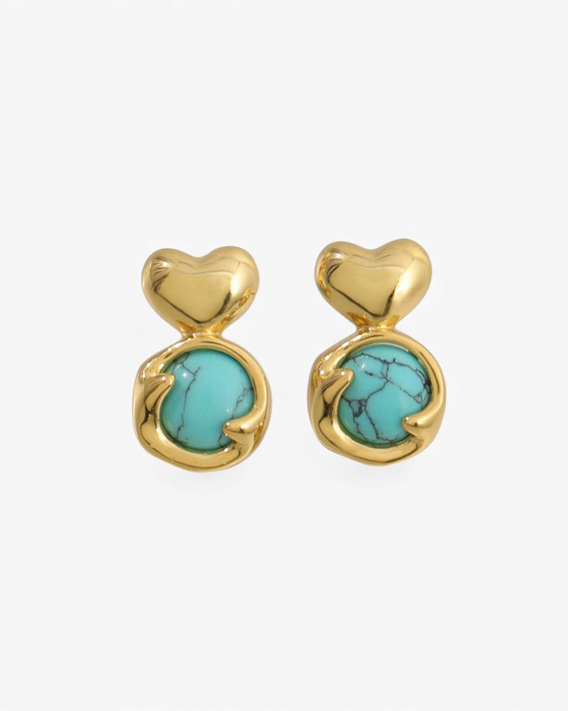 Turquoise Heart Earrings - Stupa Crystal