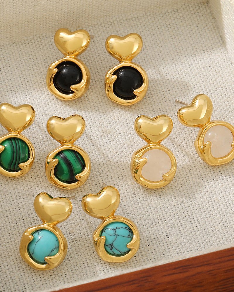 Yellow Crystal Heart Earrings - Stupa Crystal